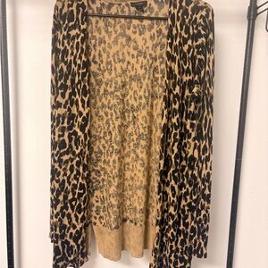 Halogen Leopard Print Sweater - Black and Tan